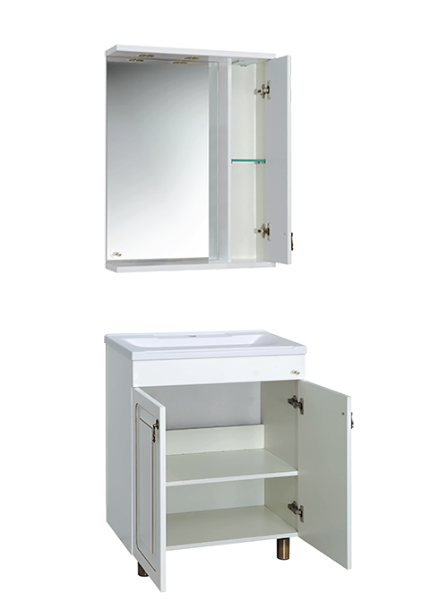 Купить зеркало - шкаф вояж - 60 прав. белая патина,misty. в Иваново магазин сантехники Суперстрой