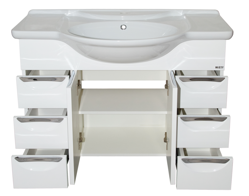 Купить тумба жасмин -105, 6 ящ. белая,misty. в Иваново магазин сантехники Суперстрой