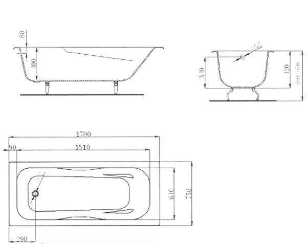 Купить ванна чугунная 1700*750*420, maroni colombo. в Иваново магазин сантехники Суперстрой