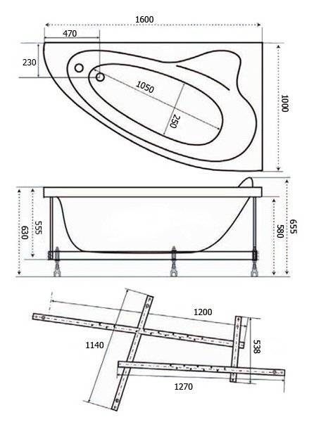Купить ванна акриловая николь 1600 * 1000 мм правая, тритон. в Иваново магазин сантехники Суперстрой