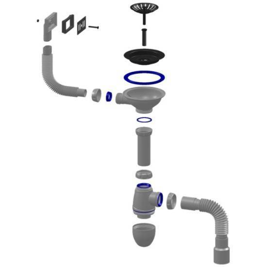 Купить сифон b425 для мойки с прямоугольным переливом выпуск 31/2, unikorn. в Иваново магазин сантехники Суперстрой