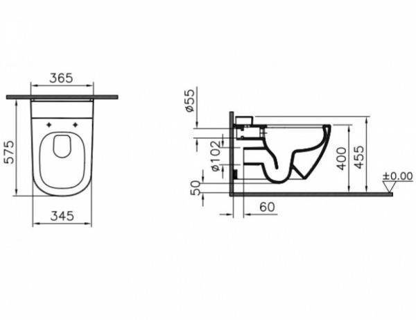 Купить унитаз подвестной d-light 5911в003-1086 безободковый,без сидения,с бачком для чистящей жидкости a fresh,vitra. в Иваново магазин сантехники Суперстрой