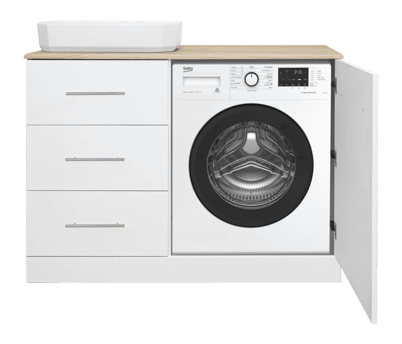 Купить тумба респект-120 левая 3 ящика купе  под стиральную машину+раковина,misty. в Иваново магазин сантехники Суперстрой