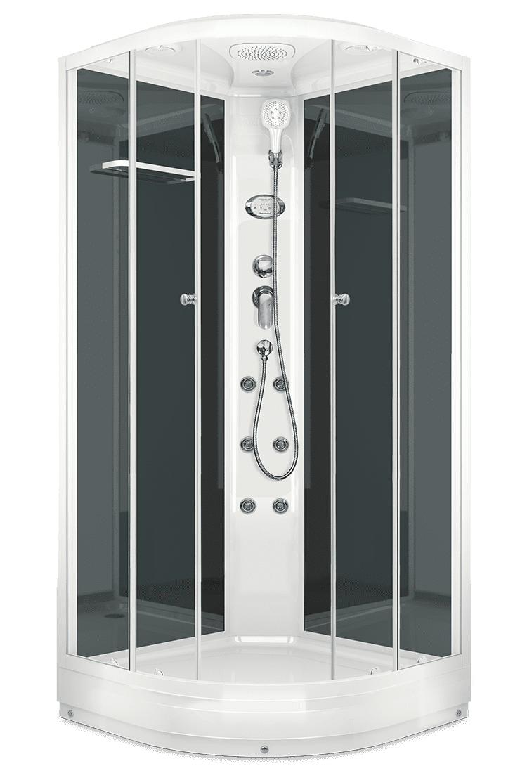 Купить душевая кабина domani delight 99,90*90  нп пс черная задняя стенка, электрика, гидромассаж в Иваново магазин сантехники Суперстрой