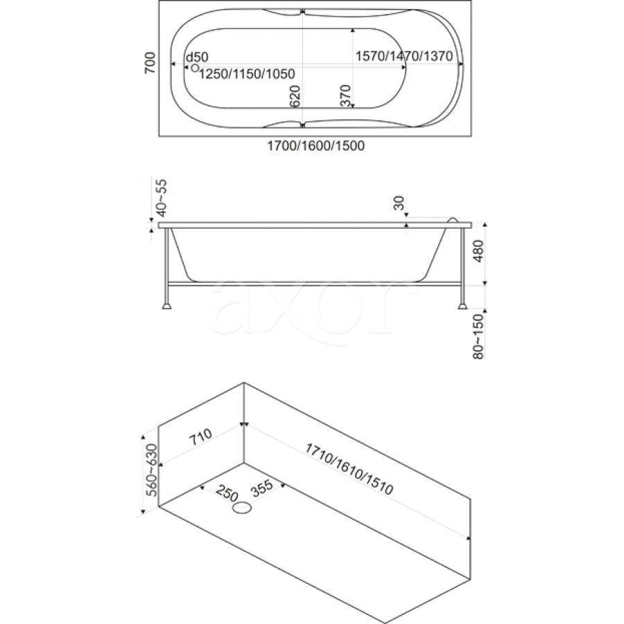 Купить ванна акриловая нептун 1700*700, bas в Иваново магазин сантехники Суперстрой