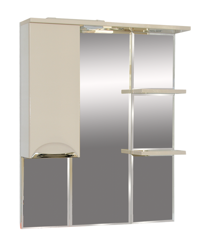 Купить зеркало-шкаф жасмин - 85 лев. (свет) беж. эмаль,misty. в Иваново магазин сантехники Суперстрой