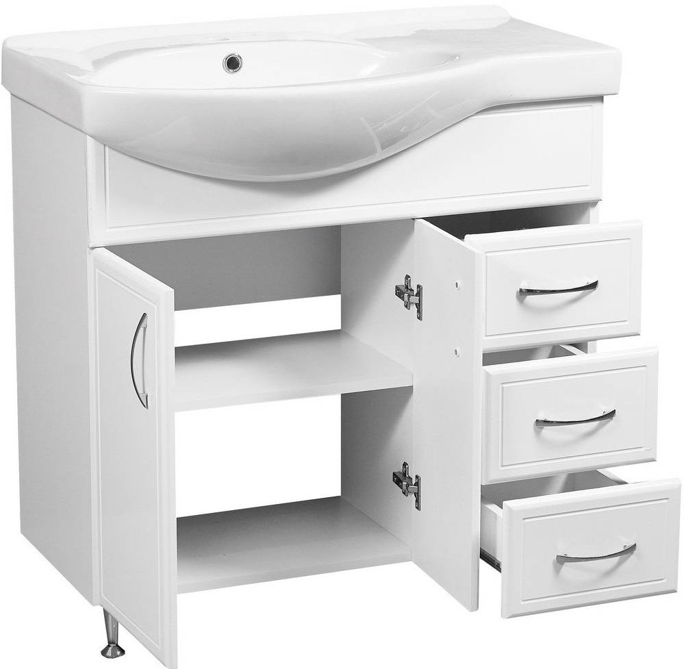 Купить тумба концепт-80 белый левая+раковина коралл,stella polar. в Иваново магазин сантехники Суперстрой