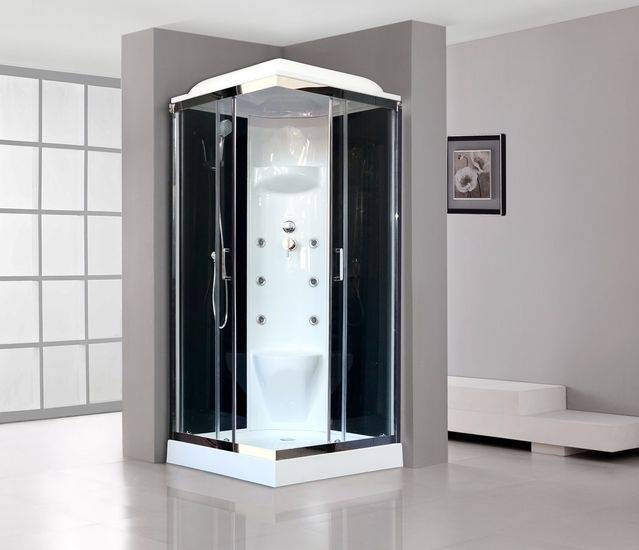 Купить душевая кабина royal rb 90нр7-bt-ch,90*90*217,нп пс,черная задняя стенка в Иваново магазин сантехники Суперстрой