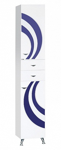 Купить пенал каролина- 35 прав. синее стекло+б/к,misty. в Иваново магазин сантехники Суперстрой