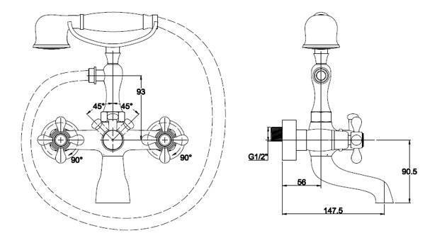 Купить смеситель carlson style 44222-3 ванна ,kaiser в Иваново магазин сантехники Суперстрой