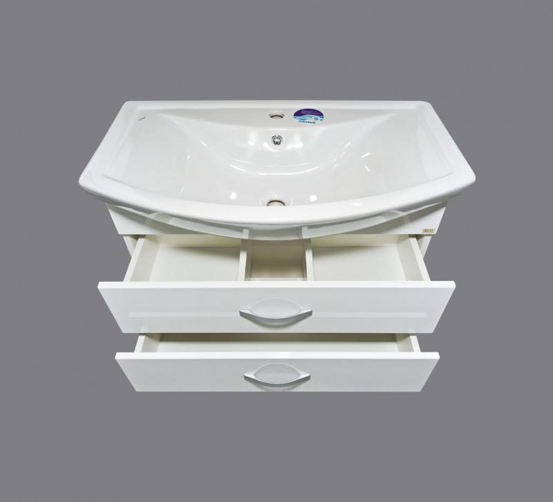 Купить тумба балтика - 80 с 2 ящиками  подвесная, белая, misty. в Иваново магазин сантехники Суперстрой