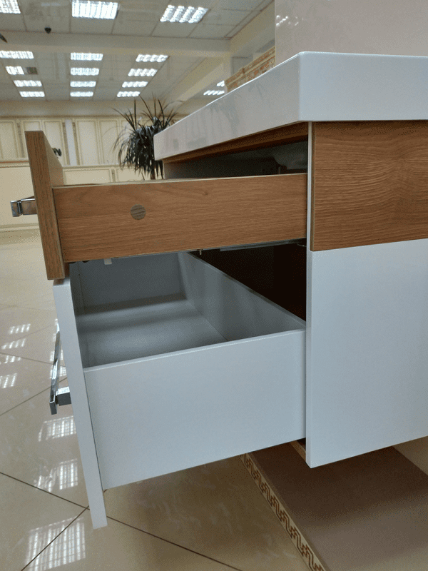 Купить тумба леон-100 подвесная 2ящ. белая + раковина caro, misty. в Иваново магазин сантехники Суперстрой