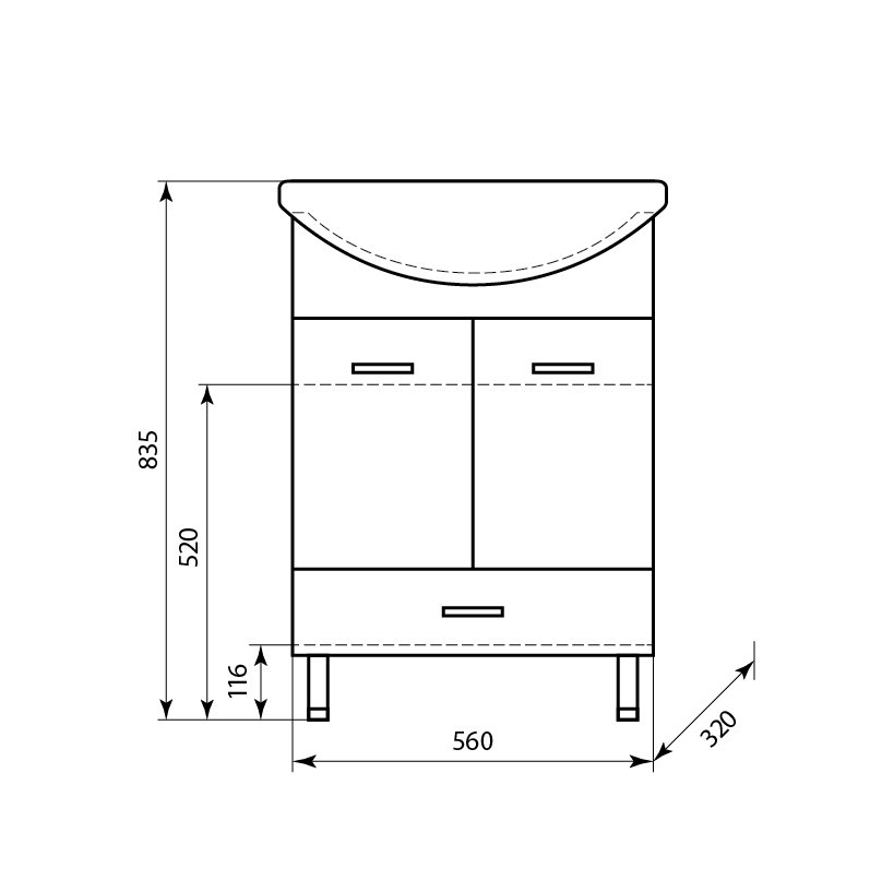 Купить тумба балтика-60, 1 ящик +рак.балтика-60, aqualine. в Иваново магазин сантехники Суперстрой