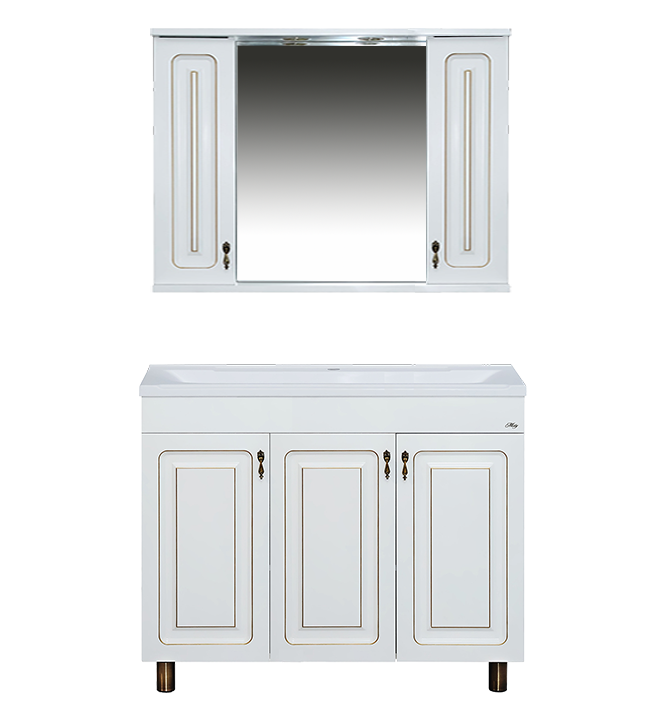 Купить зеркало-шкаф вояж -100 свет белая патина,misty. в Иваново магазин сантехники Суперстрой