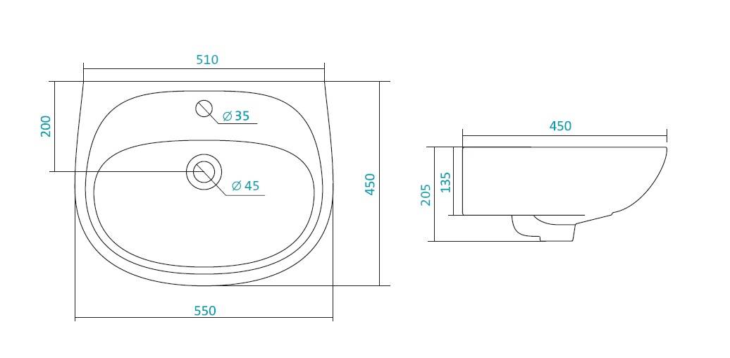 Купить раковина анимо-55 без пьедестала,santek в Иваново магазин сантехники Суперстрой