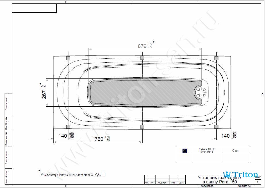 Купить ванна акриловая riga 150х70, triton. в Иваново магазин сантехники Суперстрой