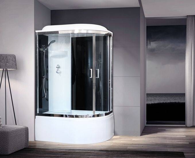 Купить душевая кабина royal rb 8120bk6-bt-ch,l вп,пс,черная задняя стенка в Иваново магазин сантехники Суперстрой
