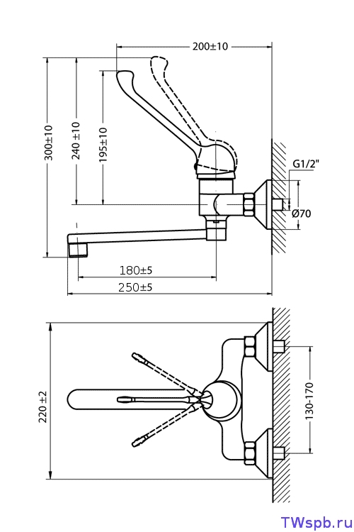 Купить смеситель для кухни  9105713 локтевой, варион. в Иваново магазин сантехники Суперстрой