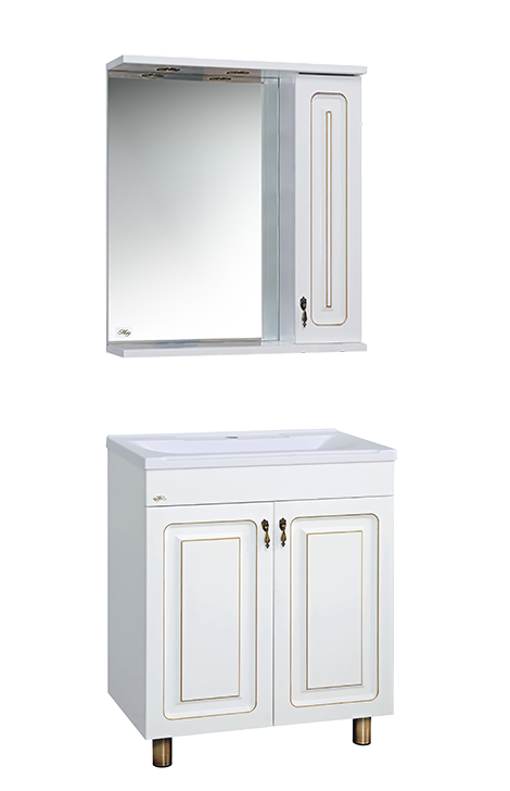 Купить зеркало - шкаф вояж - 60 прав. белая патина,misty. в Иваново магазин сантехники Суперстрой