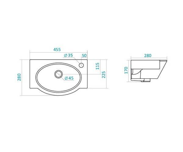 Купить раковина форум мини- 45  1wh110545 правое отверстие, santek. в Иваново магазин сантехники Суперстрой