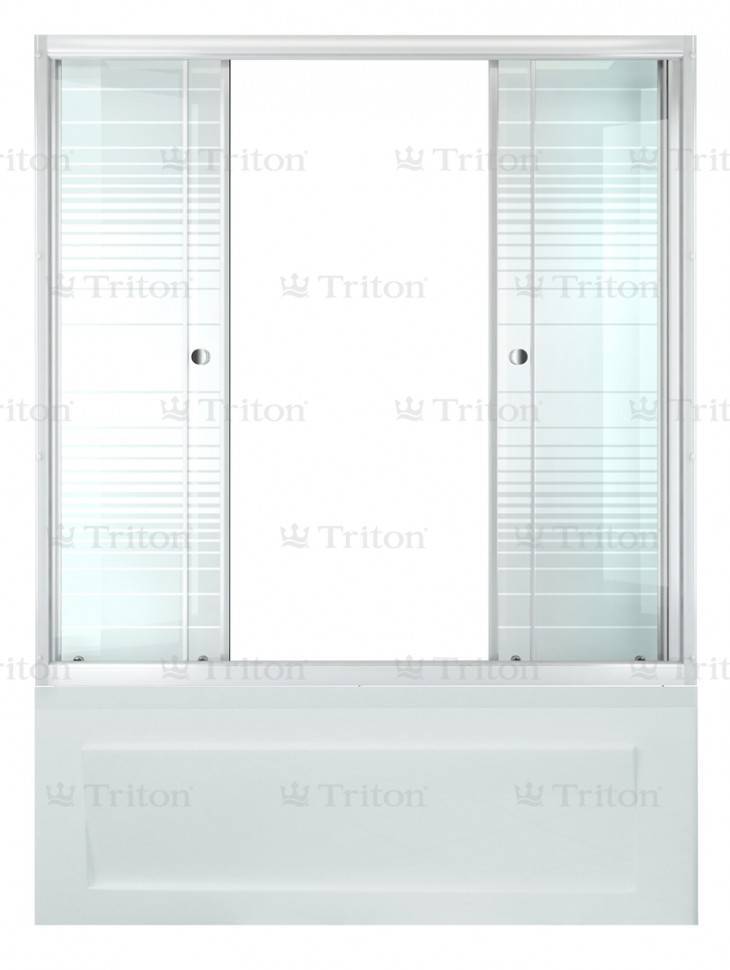 Купить шторка 2 двери 1700 аква,полосы, белый, тритон. в Иваново магазин сантехники Суперстрой