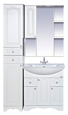 Купить зеркало - шкаф валерия - 75, белое фактур. левое со светом,misty. в Иваново магазин сантехники Суперстрой