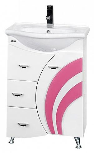 Купить тумба каролина - 60  с 3-мя ящ.прав. розовое стекло,misty. в Иваново магазин сантехники Суперстрой