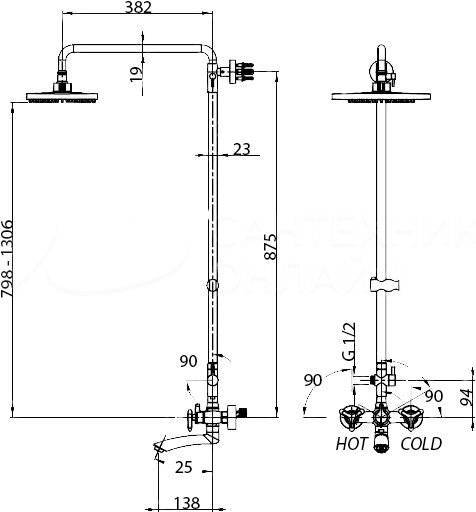 Купить душевая система бронза trio 57188 bronze,kaiser в Иваново магазин сантехники Суперстрой
