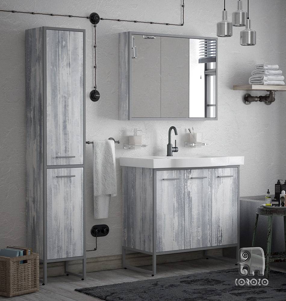 Купить зеркало-шкаф айрон-90 серый/арт, corozo. в Иваново магазин сантехники Суперстрой