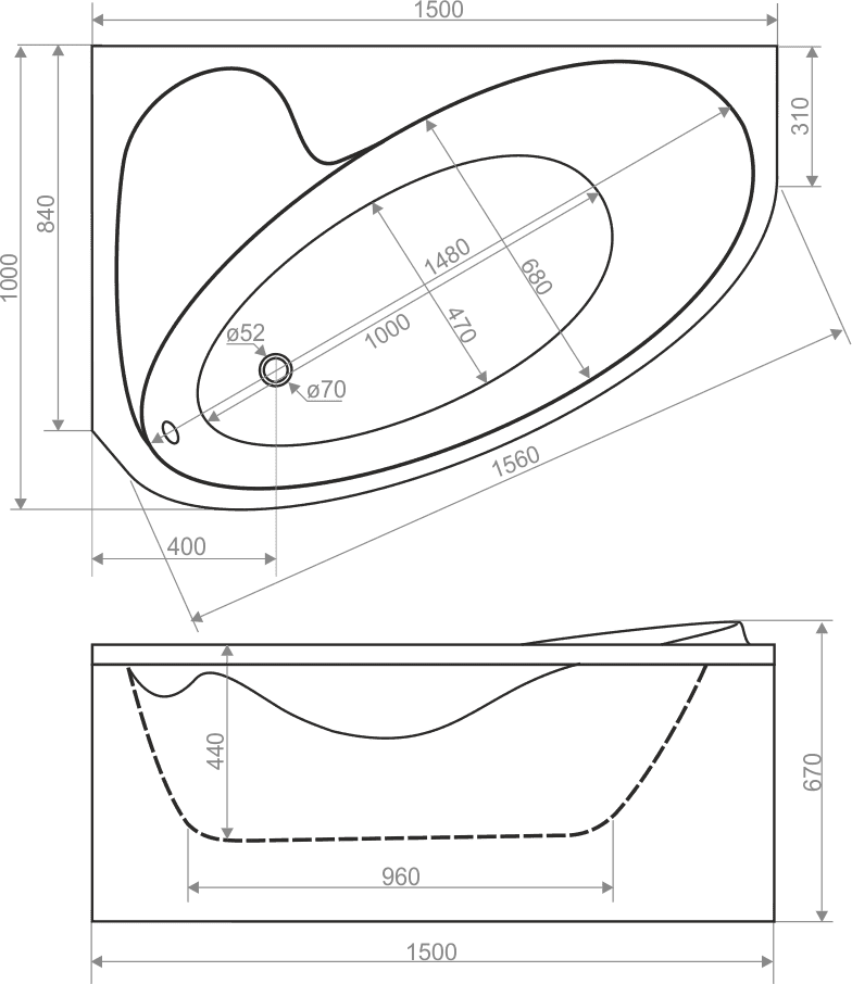 Купить ванна акриловая flora l 1500*1000, domani-spa в Иваново магазин сантехники Суперстрой