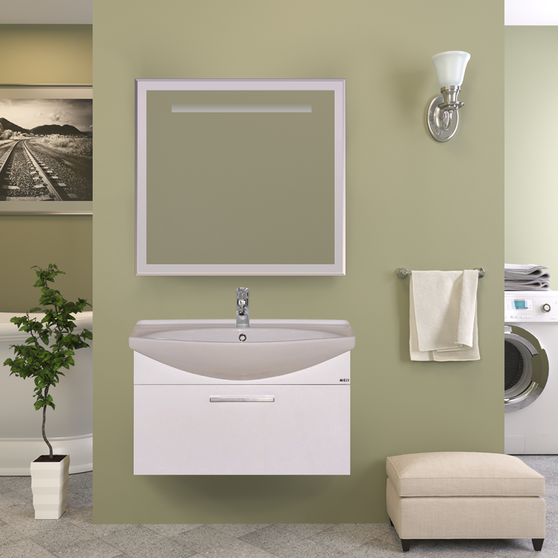 Купить тумба веста - 65 подвесная белая с 1 ящ. + раковина,misty в Иваново магазин сантехники Суперстрой