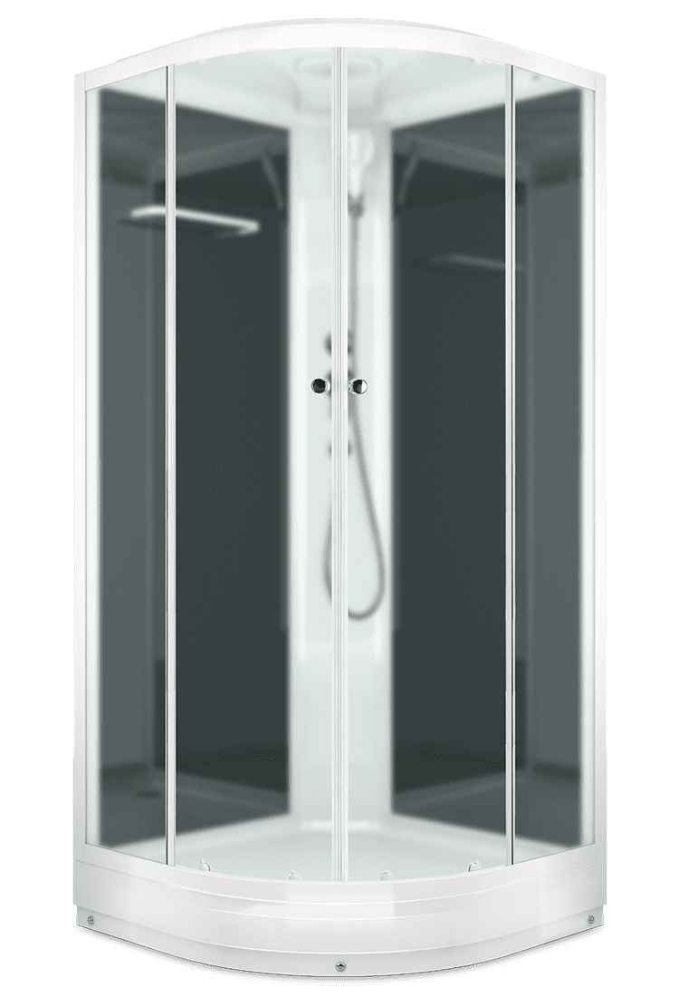 Купить душевая кабина domani delight 99 90*90  нп мс черная задняя стенка, электрика, гидромассаж в Иваново магазин сантехники Суперстрой