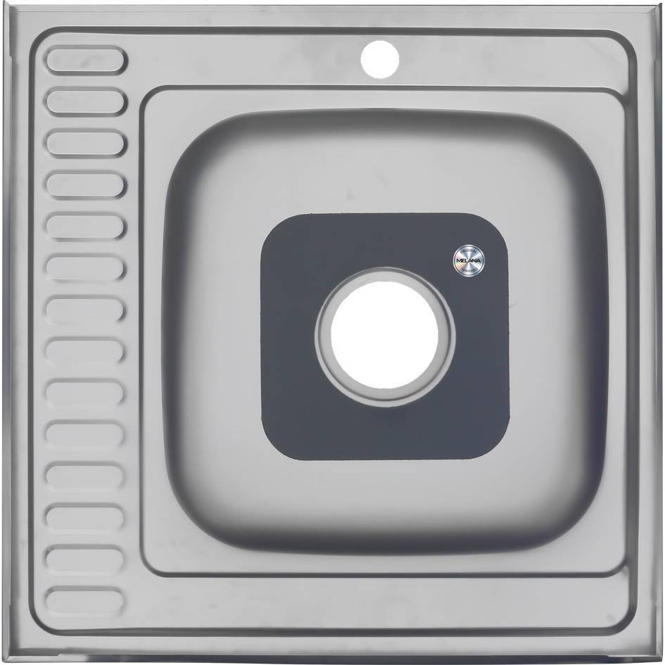 Купить мойка накладная 60*60 (0,8мм) левая, melana. в Иваново магазин сантехники Суперстрой