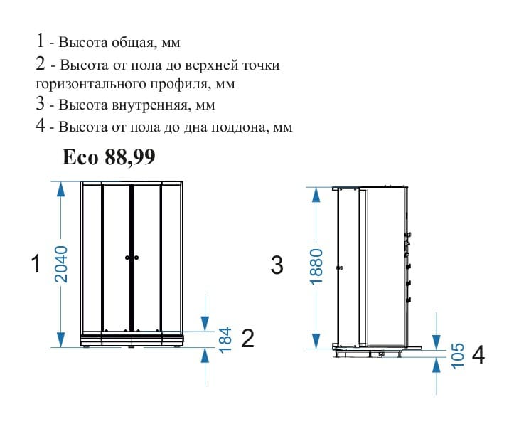Купить душевая кабина domani spa eko 99 без крыши, 90*90 нп тс-задняя стенка черная в Иваново магазин сантехники Суперстрой