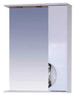 Купить зеркало-шкаф жасмин - 55 прав. (свет) белая эмаль,misty. в Иваново магазин сантехники Суперстрой