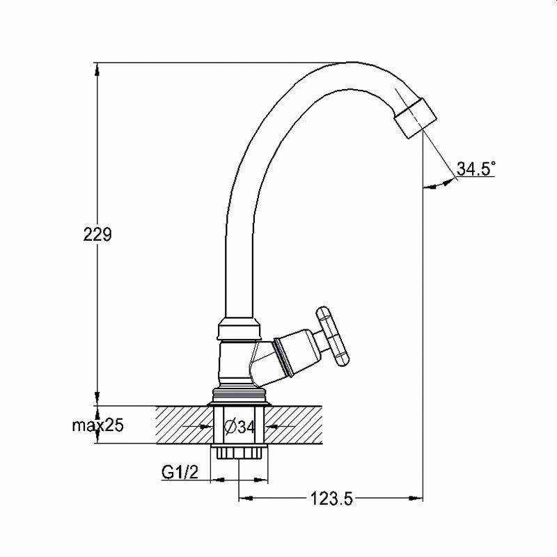 Купить кран туалетный моно jik1-a102-a, solone. в Иваново магазин сантехники Суперстрой
