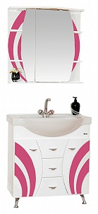 Купить зеркало - шкаф каролина - 70   лев. (свет) розовое (стекло),misty. в Иваново магазин сантехники Суперстрой