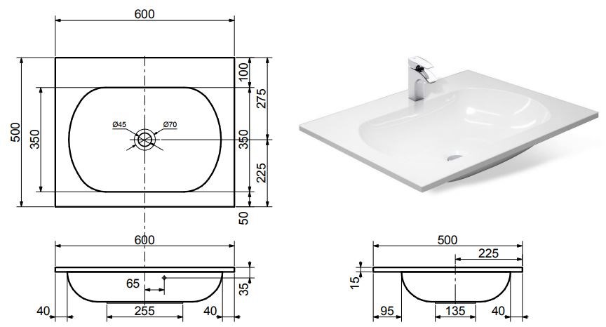 Купить раковина милана 600*500,эстет. в Иваново магазин сантехники Суперстрой