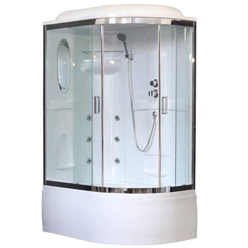 Купить душевая кабина royal rb 8120bk3-wt-ch,l вп,пс,белая задняя стенка,гидромассаж в Иваново магазин сантехники Суперстрой