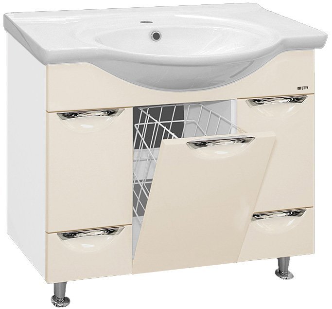 Купить тумба жасмин - 86 , 2 ящ.(корзина)  беж.,misty. в Иваново магазин сантехники Суперстрой