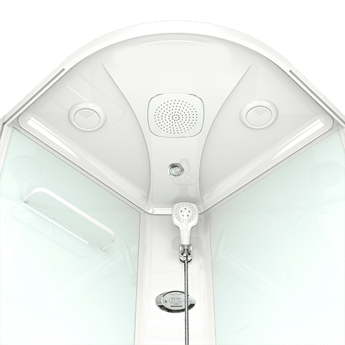 Купить душевая кабина domani spa delight 110high,100*100  вп см белая задняя стенка, электрика, гидромассаж в Иваново магазин сантехники Суперстрой