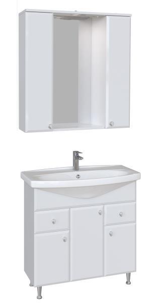 Купить зеркальный шкаф селена-80,  2 дв., белый, sanstar в Иваново магазин сантехники Суперстрой