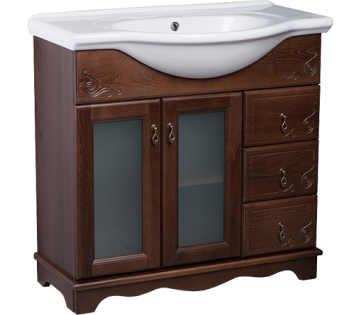 Купить тумба напольная варна 85с 3 ящ. орех+рак mia, good door. в Иваново магазин сантехники Суперстрой