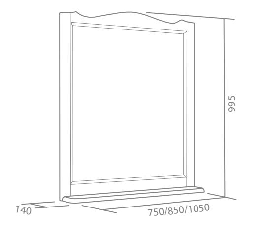 Купить зеркало версаль 105  (в рамке с полочкой) слоновая кость good door. в Иваново магазин сантехники Суперстрой
