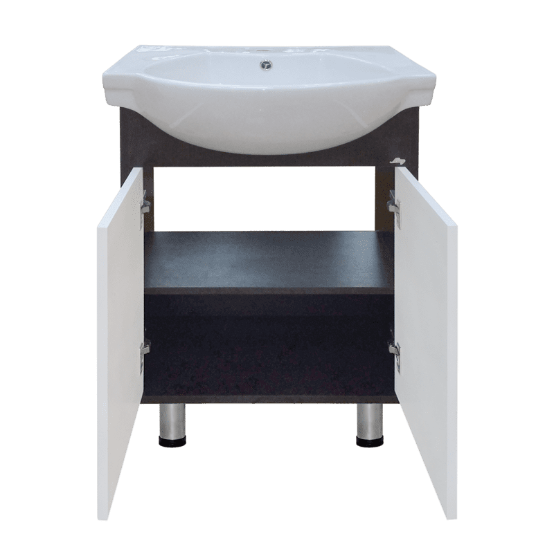 Купить тумба панда-70 прямая белый/венге+ раковина, misty. в Иваново магазин сантехники Суперстрой