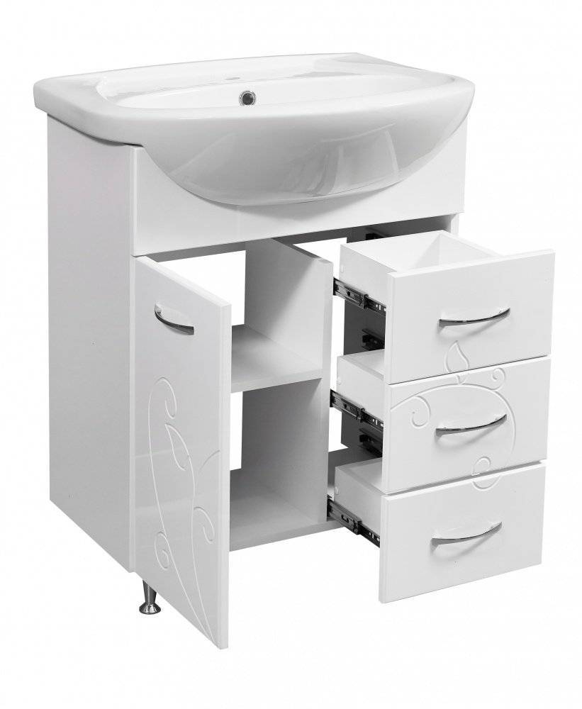 Купить тумба фантазия-65 белый+раковина элеганс,stella polar. в Иваново магазин сантехники Суперстрой