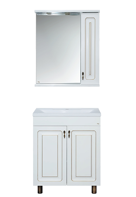 Купить зеркало - шкаф вояж - 60 прав. белая патина,misty. в Иваново магазин сантехники Суперстрой