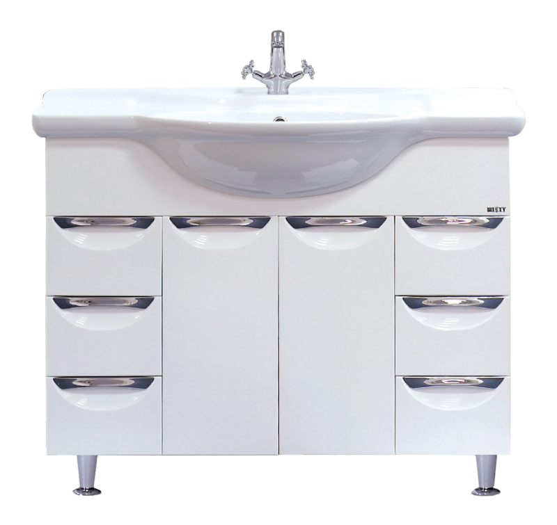 Купить тумба жасмин -105, 6 ящ. белая,misty. в Иваново магазин сантехники Суперстрой