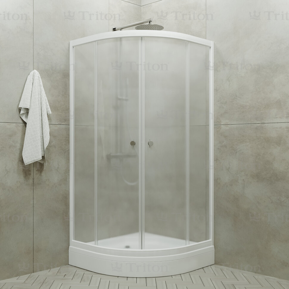 Купить душевой угол вельвет а 90*90,нп,рифлен,бел, тритон. в Иваново магазин сантехники Суперстрой