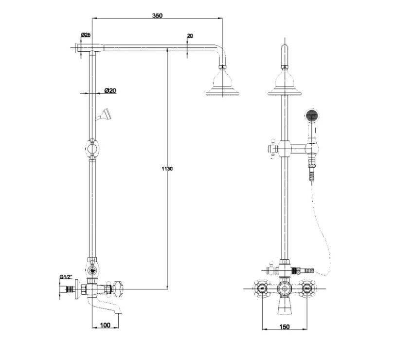 Купить душевая система 90190-3, sxp-90 (золото) лейка мет.,kaiser в Иваново магазин сантехники Суперстрой